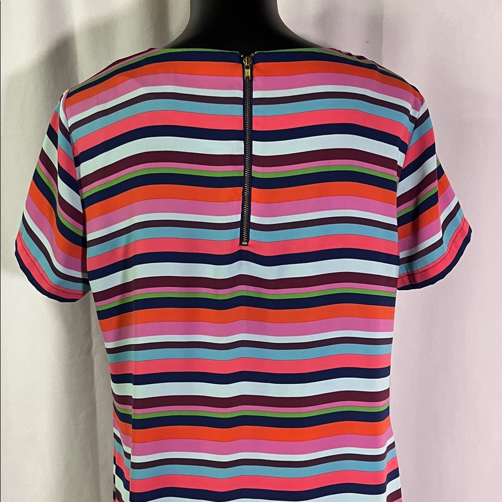 Cynthia Rowley Multicolor Striped Short Sleeve Shift Dress - Picture 9 of 16
